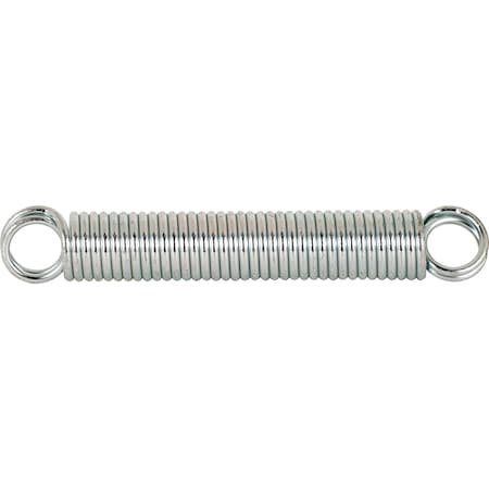 Extension Spring, 1 In. X 7 In. X 0.135 In., Steel, Double Loop, Close